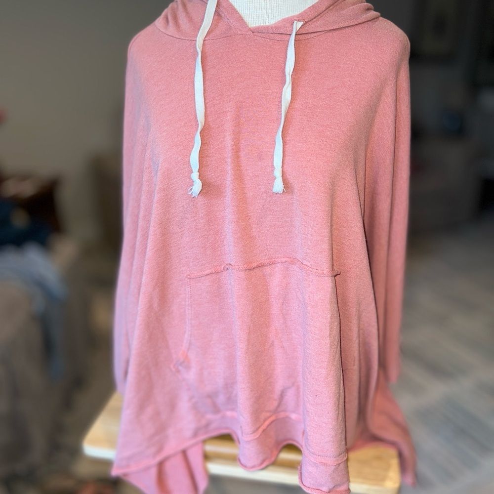 Ces Femme Dusty Pink Cropped Oversized Hoodie Sweatshirt